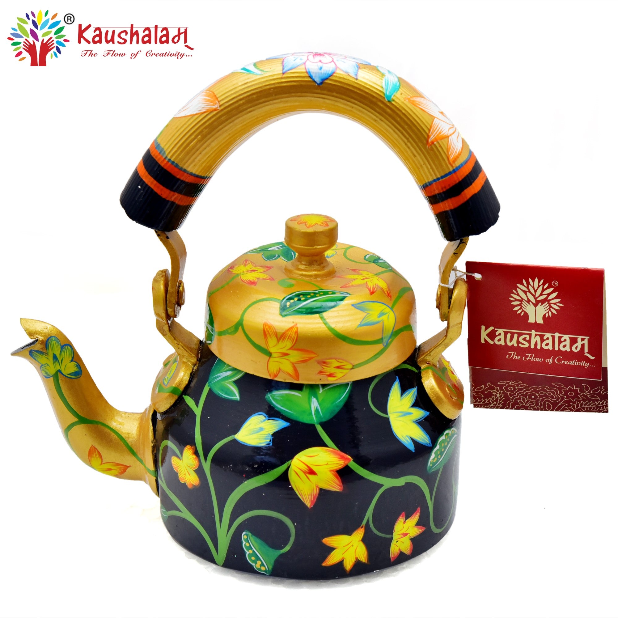 Hand painted electric tea kettle: Mughal painting Pichwai painting