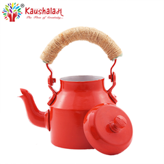Hand Painted Kettle : Solid Red