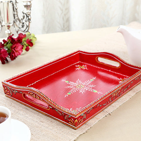 HAND PAINTED TRAY: RED