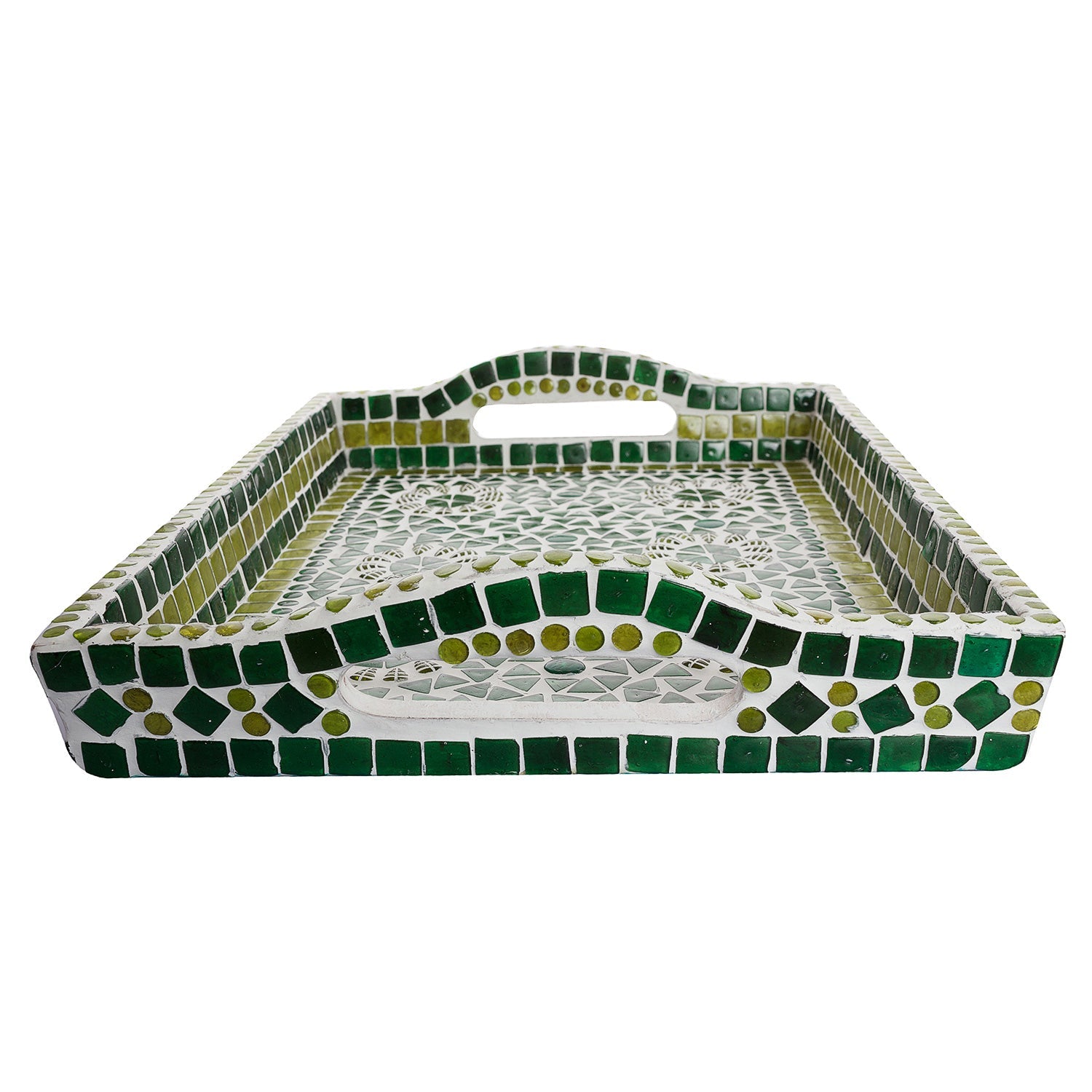 Kaushalam Mosaic Large Tray: Green