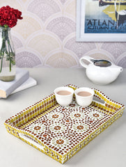 Kaushalam Mosaic Serving Tray : Amber Yellow