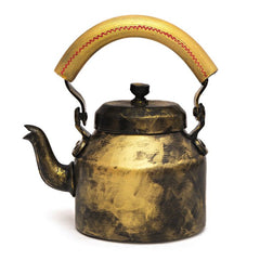 Hand Painted Tea Kettle with six glasses and stand: Antiqua Dark Gold