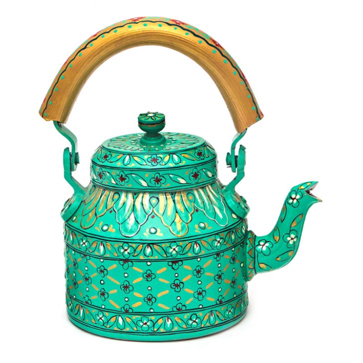 Hand Painted Tea Kettle with six glasses and stand : Eye Charmer