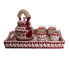 Kaushalam Mosaic Tea Set: Red