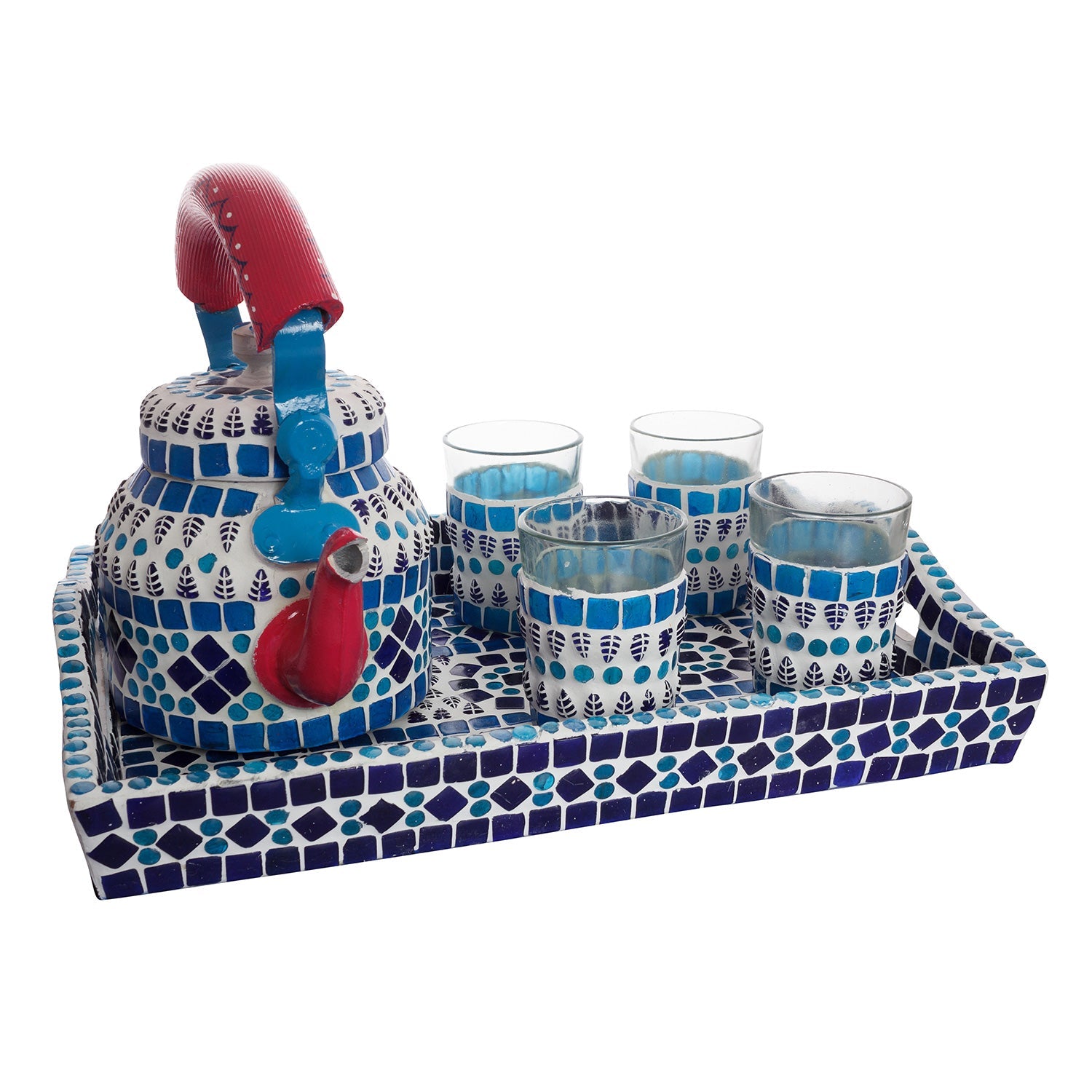 Kaushalam Mosaic Tea Set: Blue