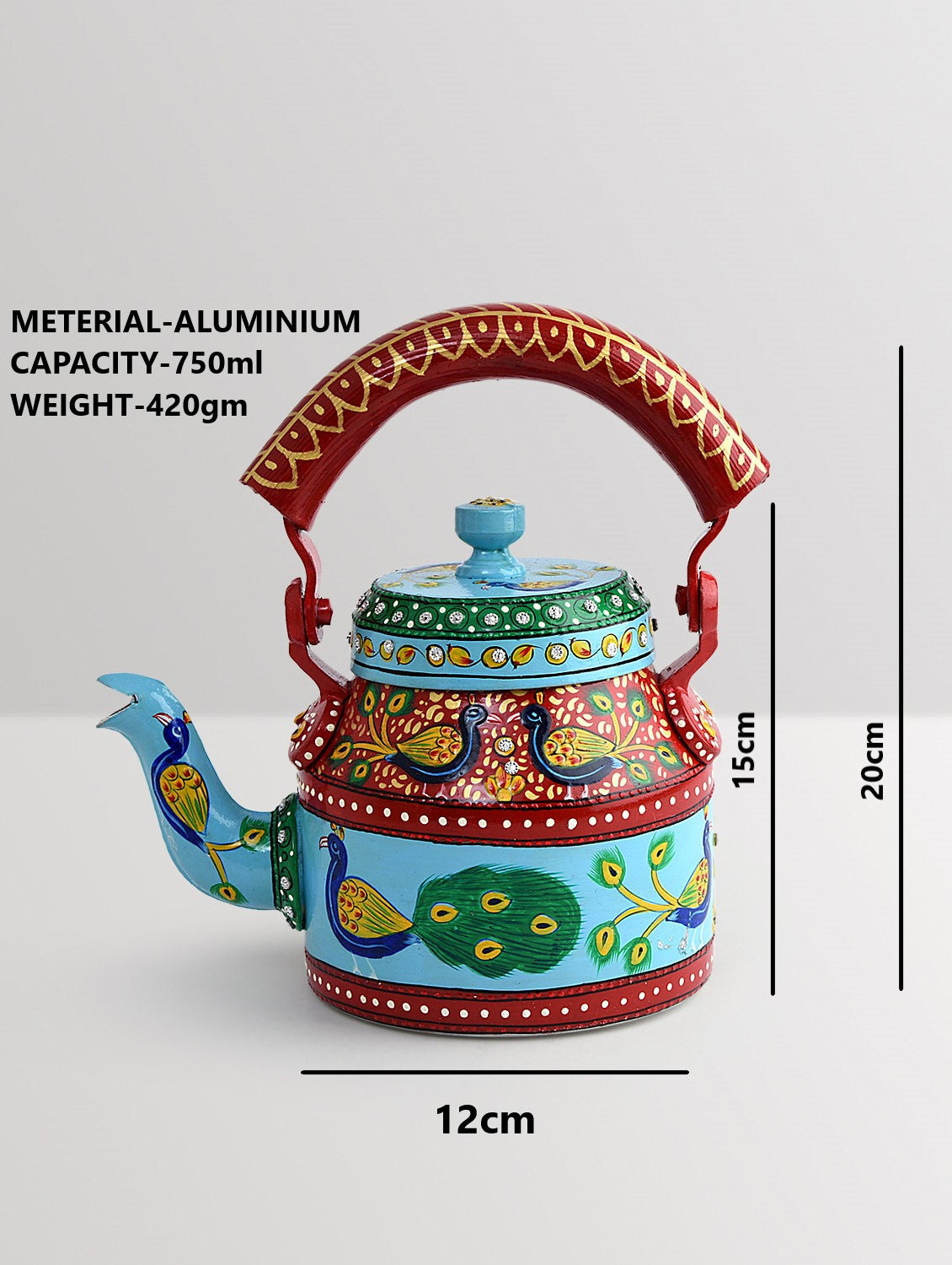 Hand Painted Kettle : Peacock