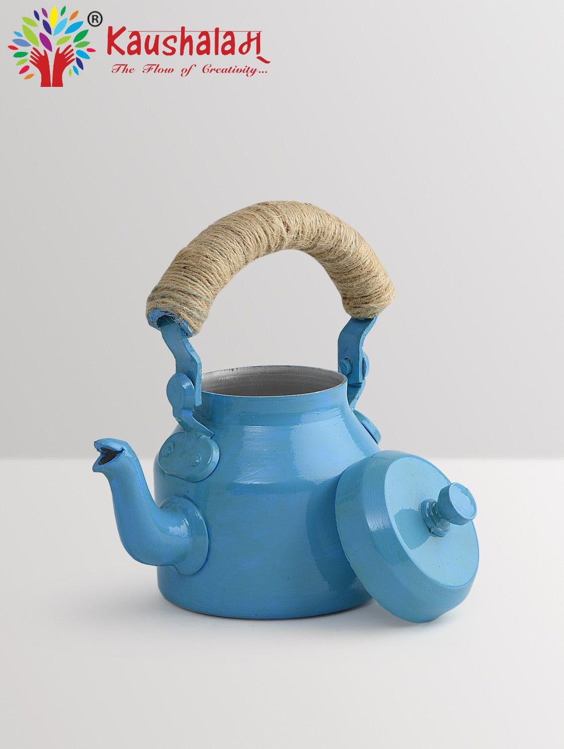 Hand Painted Kettle : Solid Blue
